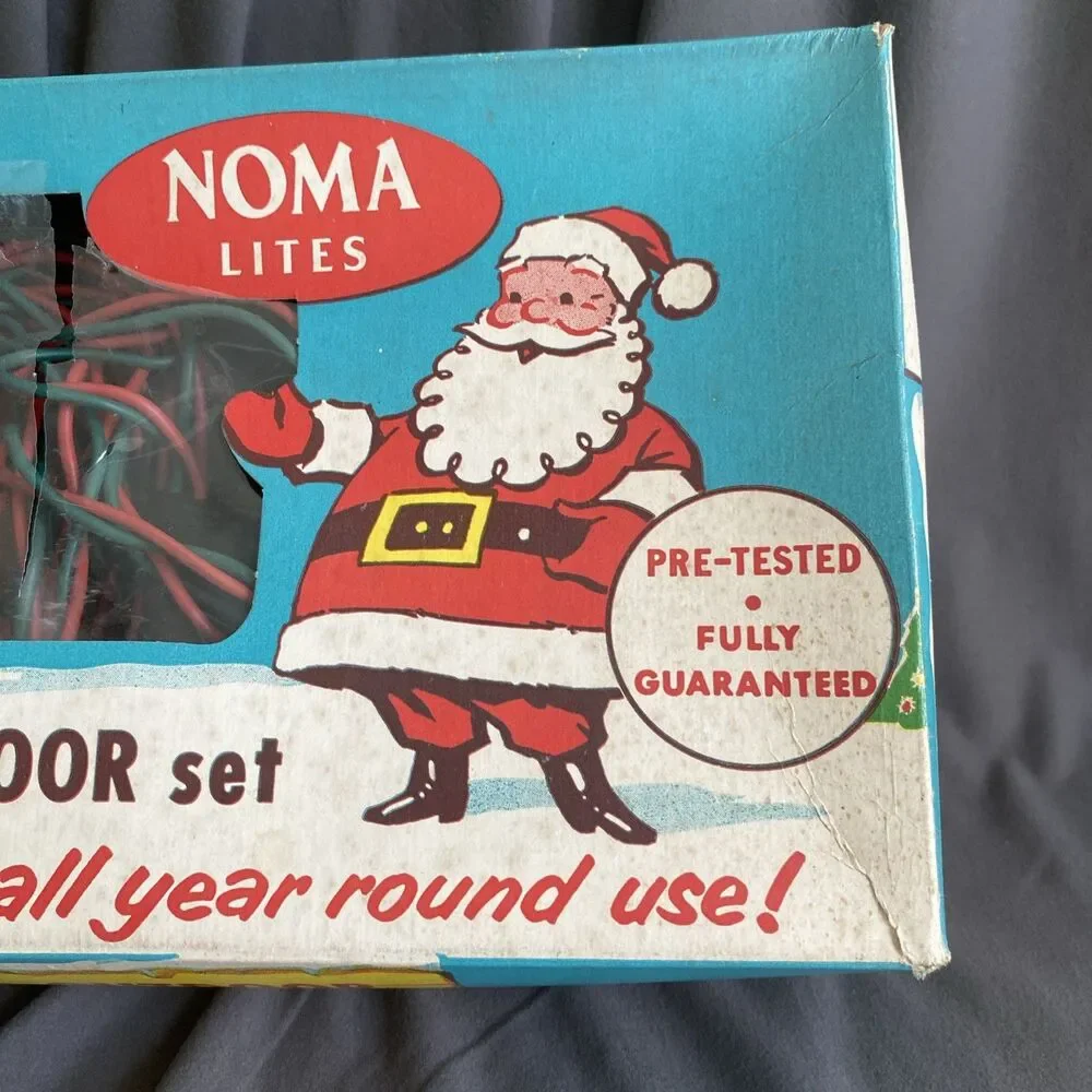 Vintage Christmas NOMA LITES 2 Wire Light Strand Clip On C-9 NICE BOX